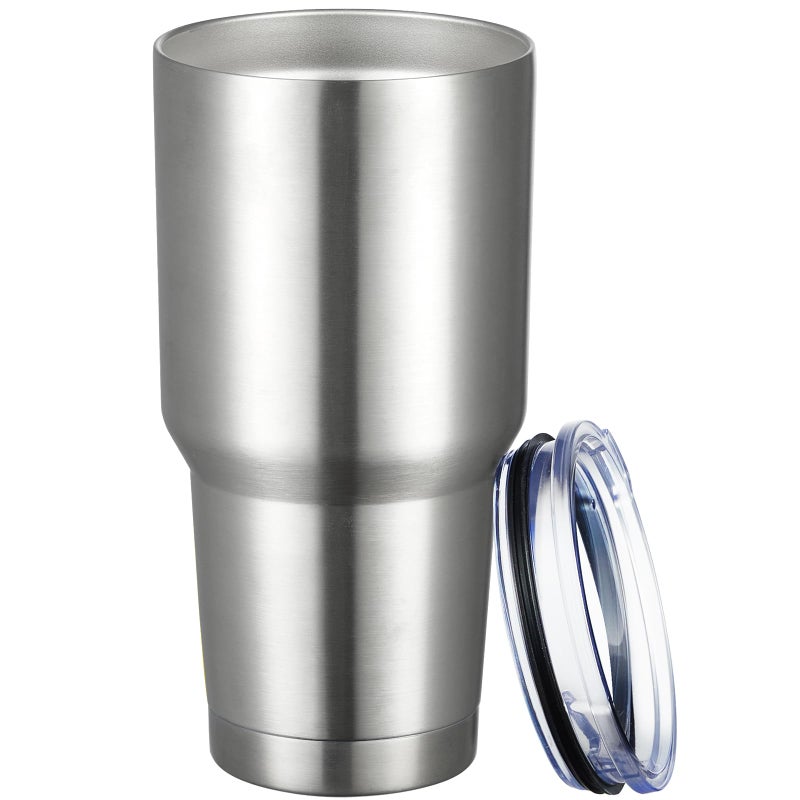 MEWAY 30oz Tumbler Double Wall Vacuum Insulated Travel Mug, Stainless Steel Tumbler with Lid, Durable Powder Coated Insulated Coffee Cup for Cold & Hot Drinks (Silver,1 PACK) - Image 1